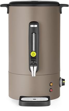 HENDI Bollitore per bevande calde 16L UNIQ, dispenser acqua calda con parete singola, per vin brulè e acqua bollente, fino a 100°C, 230V, 50/60Hz, 1650W, 357x380x(H)502mm, grigio tortora, Inox, PP