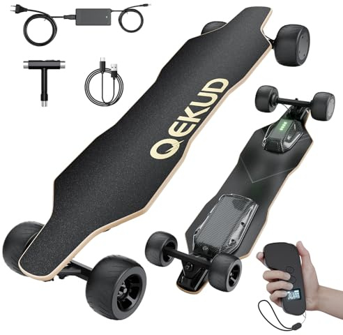 Qekud S3 Skateboard Elettrico per Adulti e Ragazzi, Motore da 1100 W, 45 km/h, Velocità Massima, Telecomando con OLED con Display