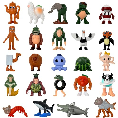 Gensly 24 Pzs de Juguetes Animales Divertidos Criaturas de Dibujos Animados Mini Figuras para Fans Figura Creativas de Animales como Decoración para el Escritorio