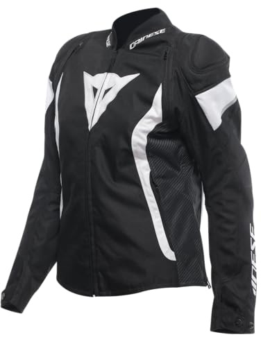 Dainese - Avro 5 Tex Jacket Wmn, Giacca Moto in Tessuto, con Protezioni, Nero/Bianco, 44