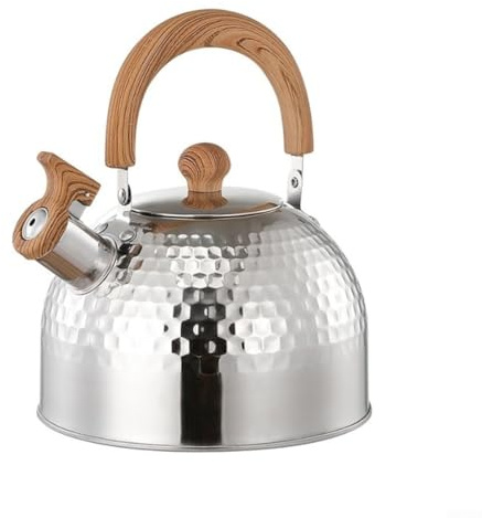 Bouilloire d'extérieur en acier inoxydable avec sifflet 2L, 3L, 4L Tailles pour les amateurs de camping et de randonnée, conçue pour la sécurité (2000 ml)