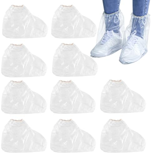 10 Paires Couvre-Chaussures de Pluie Transparents, Couvre Chaussures Imperméables Réutilisables pour Homme et Femme, Antidérapant Surchaussures Jetables avec Élastique pour le Camping en Plein Air