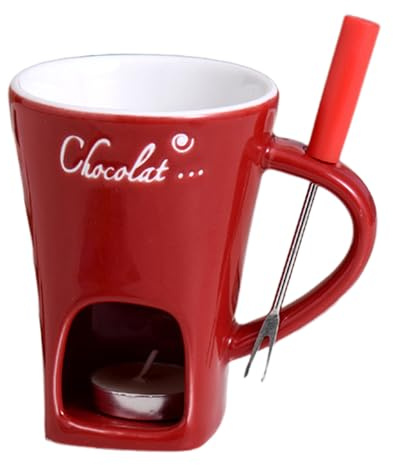 Taza de fusión de chocolate, olla de fusión con tenedor, calentador de tazas de café personal para fondue, para cenas de mariscos, aperitivos, salsa, queso, , boda, picnic, fiesta, cocineros