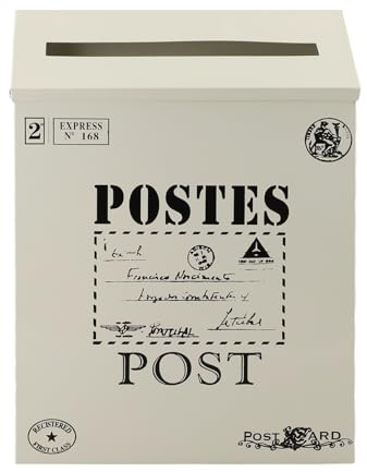 MoSundi Boîte aux lettres murale vintage en métal pour décoration d'intérieur, design rustique, 29 cm x 22 cm x 6 cm, construction en fer, bleu/rouge/blanc/vert/jaune