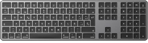 OMOTON Teclado Inalámbrico Bluetooth para Mac, Recargable, Español, Numpad, 3 Canales Multi-Dispositivo, Compatible con MacBook Air/Pro/iMac, Diseño Ergonómico
