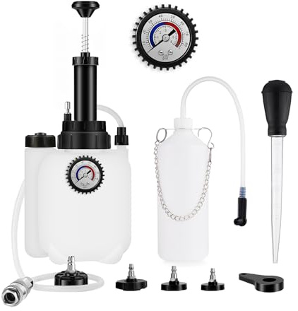 JERLITU 3L&1L Manual Brake Bleeding Kit Fluid Pressure Bleeder for Most Car | Brake Bleeder Pump with 4 Master Cylinder Adapters 30ml Dropper One Man Change Tool, for European Clutch ABS Hydraulic System