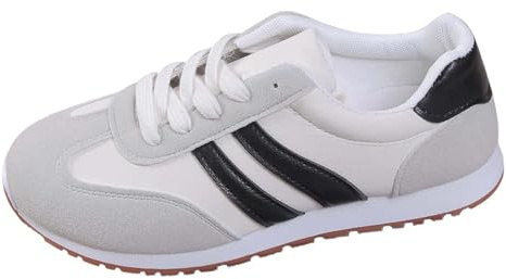 Generisch Sneaker Damen Retro Style Tennis Und Skateboarden Sneaker Klassische Mit Schnürsenkeln Gummisohle Modische rutschfeste Freizeit Skate-Schuhe Freizeitschuhe Flach Leder Turnschuhe