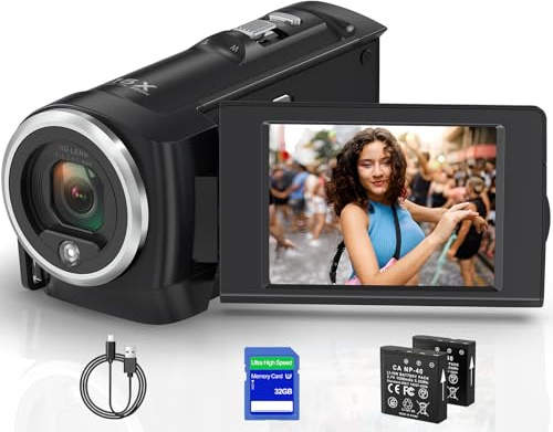 Camescope Caméra vidéo 2.7K 56MP avec éclairage de Remplissage à LED