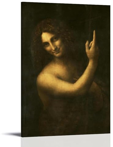 Stampa artistica da parete rinascimentale di Leonardo da Vinci, San Giovanni Battista, su tela, decorazione artistica da parete per camera da letto, moderna, per la casa, con cornice, 40 x 60 cm