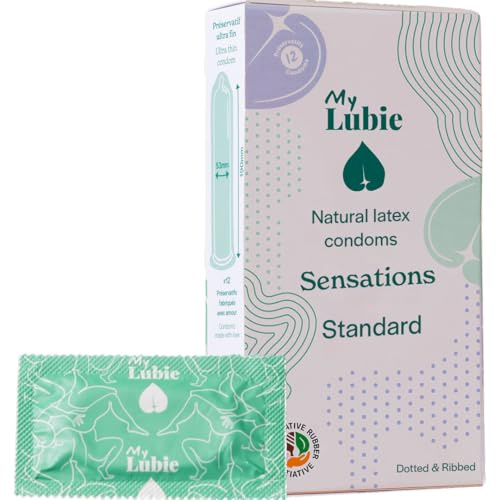 My LUBIE - 12 Fine Textured Condoms - Dotted & Ribbed, Vegan & Healthy - Standard Fit 54mm - Enhanced Sensation & Strength - Premium Quality
