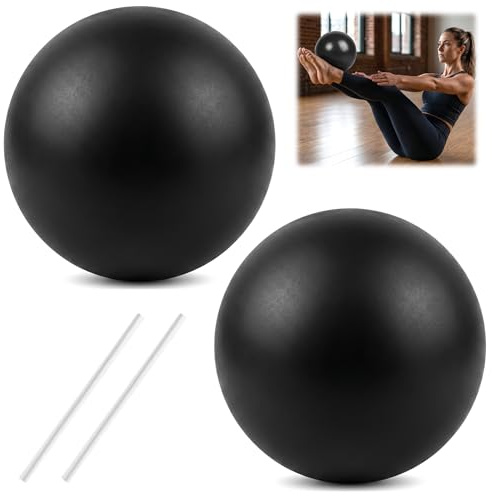 Juego de 2 Pelota Pilates Pequeña de 23-25 cm, Softball Pilates, Pelota de Yoga Antideslizantes y A Prueba de Explosiones para Ejercicios de Equilibrio, Estiramientos y Entrenamiento del Tronco