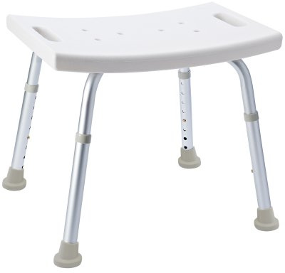 RIDDER Assistent A00601101 Bad-Hocker, Hocker höhenverstellbar, weiß, ca. 49x29,5x34-52 cm