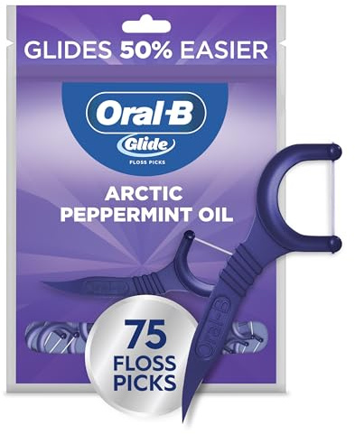 Oral-B Glide Peppermint Dental Floss Picks with Arctic Peppermint Oil Flavor, 75 Picks
