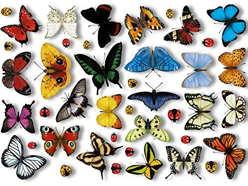 25 Realistic Butterflies & 17 Ladybird Window Clings by Articlings - Non-Adhesive Stickers Quickly Decorate and Brighten Your Windows
