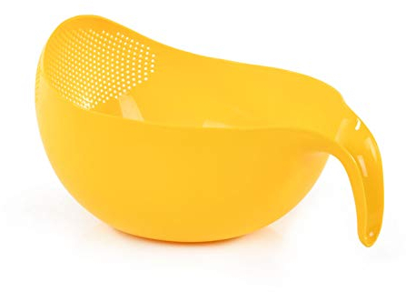 Mintra Home Rice Colander (Yellow) - Strainer, Lightweight for cleaning, beans, fruit and vegetables