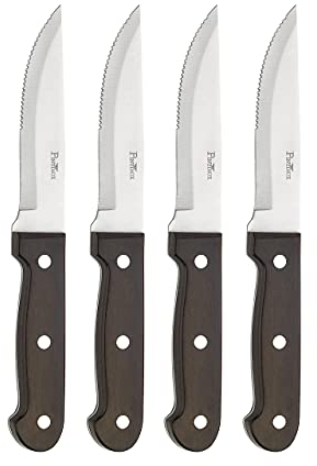 PINTINOX Bistecca P.Wood Set 4 Coltelli Big Lama Acciaio Inox Manico Pakka Wood
