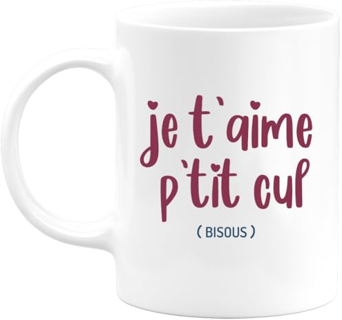 quotedazur - Mug Cadeau Saint-Valentin Je t'Aime - Tasse Cadeau Amour Couple - Blanc/Céramique