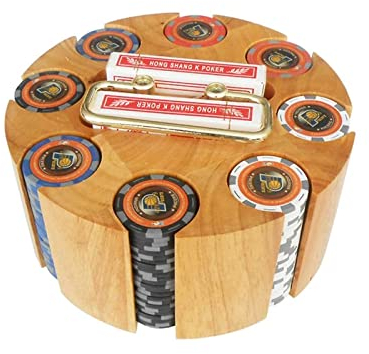 N/A Poker-Chip-Set, Holzkarussell-Etui, 11.5 Gramm Chips für Spielkarten Blackjack Glücksspiel Zubehör