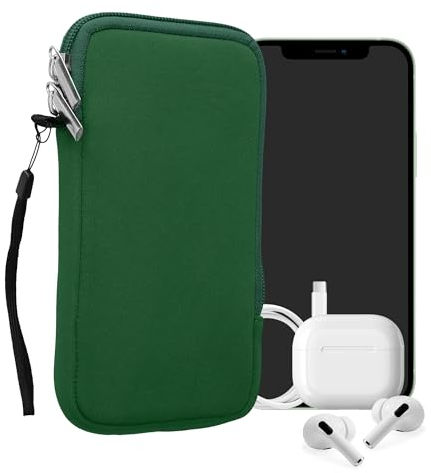 kwmobile Handytasche für Smartphones XL - 6,7/6,8 - Neopren Handy Hülle Moosgrün - Handy Tasche 17,2 x 8,4 cm Innenmaße
