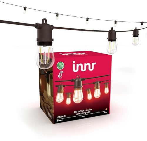 innr Smart LED Lichterketten außen Erweiterung 4m, Warmweiß, 8 Smart Glühbirnen Balkon, IP65 wasserdicht, dimmbar (OLS 210 Basisset benötigt)