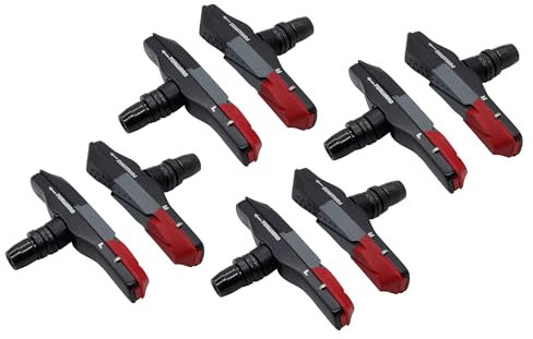 P4B | 4 Paar V-Brake Bremsschuhe Airflow 1 für Felgenbremse in Schwarz – Silent Stop – Asymmetrisch | Selbstreinigend und optimal bei Nässe Dank Profil im Airflow-Design | Allwetterbremsschuh