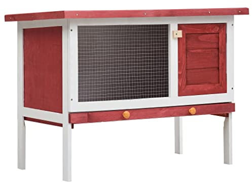 INLIFE Conejera de 1 nivel, madera roja, 8,25 kg, 170830
