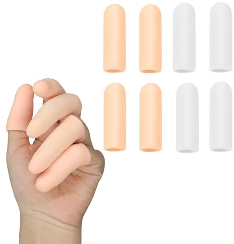 WKRTDY Protector de Dedos Gel, Set de 8 Piezas de Fundas para Dedos, Manga de Dedos de Gel, Protección para Dedos, Protector Dedos Mano, Ideal para Ejercicios y Tareas Diarias,