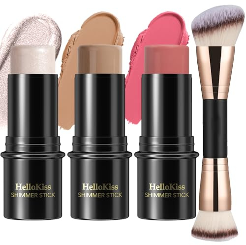 Kit de maquillaje en barra de contorno en crema de 3 piezas, tonos con barra iluminadora, barra de rubor y barra de contorno (Neutral(#01+#09+#12), 30 g (1 unidad))