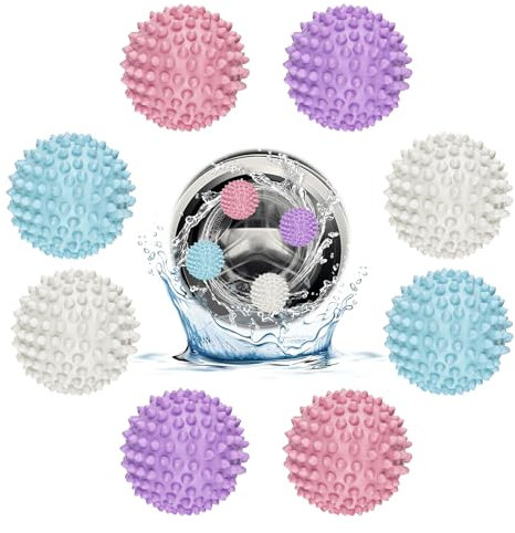 Lixiluxia 8 Pièces Boule de Lavage pour Machine à Laver, Balle de Lavage, Balles de Séchage pour Doudoune, pour Sèche-linge, Réutilisable, pour le Nettoyage des Vêtements à Domicile, 4 couleurs