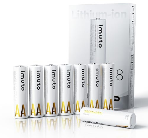 imuto Batterien AA 8 Stück Wiederaufladbare Lithium 1,5V (3600-IMU8AA)