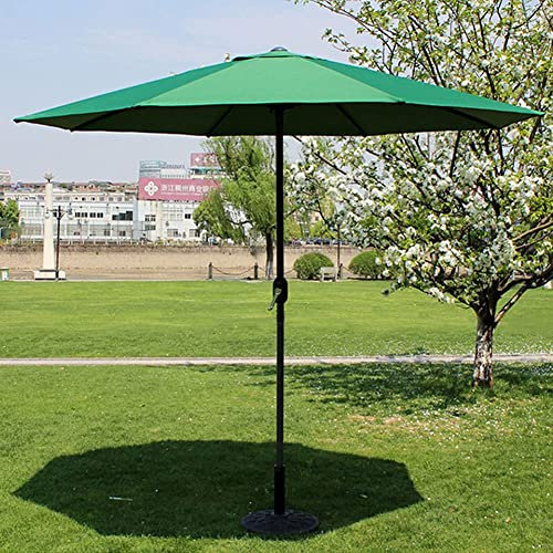 WOTZOV Ombrellone da Giardino per Esterni, ombrellone da Mercato, Impermeabile, Rotondo, in Ferro, con manovella, per Spiaggia/terrazza/Cortile/Bordo Piscina, 9 Piedi/2,7 m，Verde Scuro