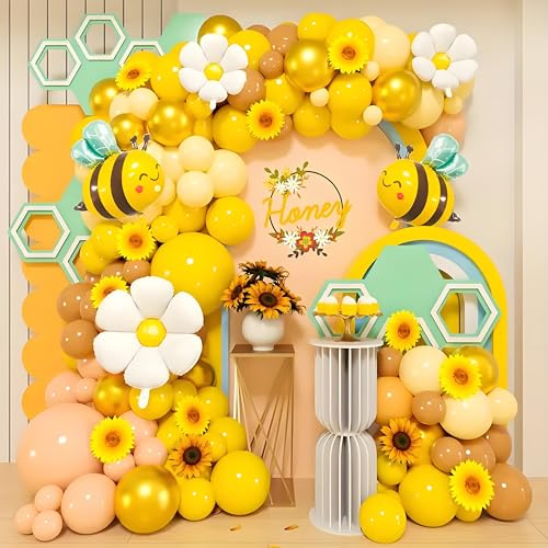Guirnalda de globos de abeja, juego de guirnalda de globos de oro amarillo, decoración de cumpleaños para niñas, decoración de cumpleaños infantil, guirnalda para baby shower, decoración de boda