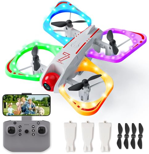 Handwell Dron con Cámara Mini Dron para niños Juguete HD 720P, RC Drone con Luces LED/Giro 3D/Vuelo Circular Quadricóptero Juguetes para Exteriores Regalos para Niños y Niñas a Partir de 6, 7 y 8 Años