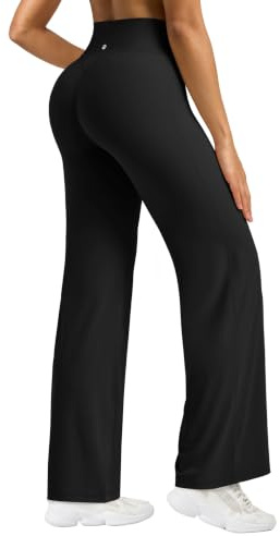 WILLIT Leggings dam, sportbyxor, yogabyxor, hög midja, utsvängda byxor, joggingbyxor, slagbyxor, ogenomskinliga, rumplyft, för gym, sport, yoga