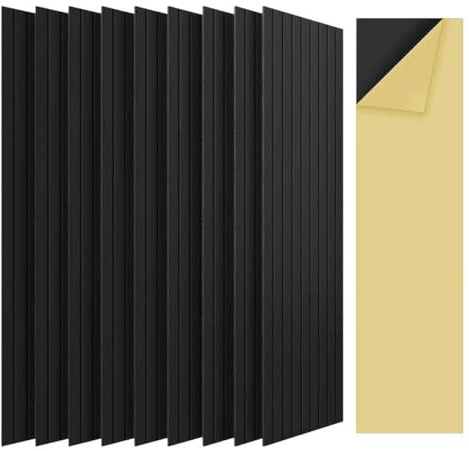 10 Pack Self-Adhesive Sound Proof Foam Panels for Walls – 48 x 12 XLarge Acoustic Panels, Decorative Sound Absorbing Wall Panels for Home, Office, Studio, Easy Peel and Stick Installation