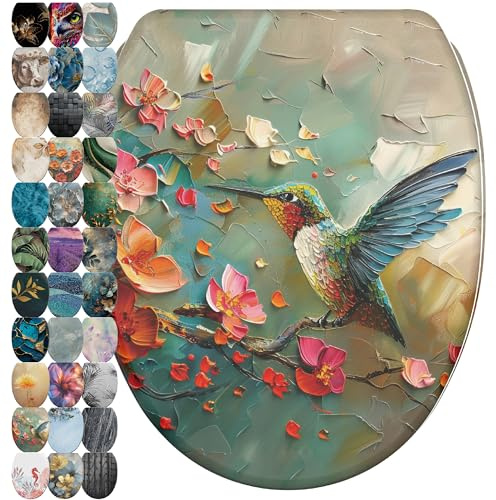 Sanilo WC Sitz mit Absenkautomatik & Schnellverschluss, Toilettendeckel per Knopfdruck abnehmbar, einfache Montage von oben (Petalo)