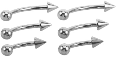 COLLBATH 6 Anillos De Acero Quirúrgico Con Barra Curva Para Cejas Para Mujer Piercing De Acero Quirúrgico Para Cejas Con Barra Curva De Metal Plateado