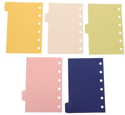 ifundom Separadores de Archivos con Pestañas para Carpetas A7, 5 Hojas Mini Divisor de Índice Reutilizable para Cuadernos, Planificadores y Organización Escolar en Material