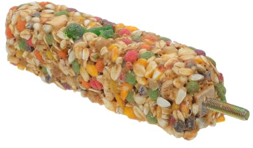 Bird Snack Perch Crunch Stick for Parrot and Bird Chewing | Metal Build in Yellow, Breeding and Recovery Enclosure Use, Sturdy Design for Persistent Chewers
