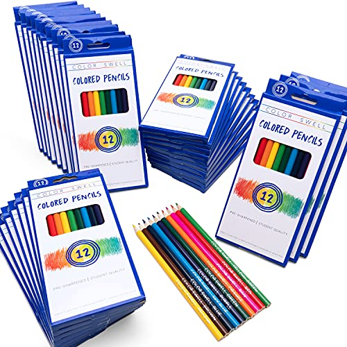 Color Swell Bulk Colored Pencils – 30 Sets, 360 Pre-Sharpened Assorted Vibrant Colors – Ideal for Kids, Teachers, and Classroom Supplies
