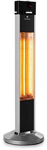 Klarstein Chauffage d'Appoint Econome Sans CO2 Electrique à Infrarouge de Jardin de 2000W, pour Interieur et Exterieur Terrasse, Efficacité Energétique IP34, Télécommande, Rayonnant, Argent
