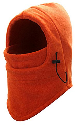 TUDUZ Unisex Winter Fleece Schal Winddichte Funktions Sturmhaube Skimask Gesichtsmaske Nackenwärmer Motorrad Biker Snowboard Kälteschutz Cold Protection (Orange)
