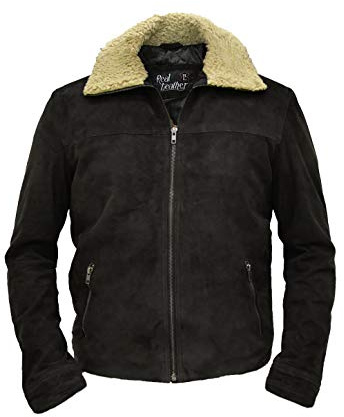 Walking Dead Season 7 Dead Rick Grime Dark Brown Real Suede Winter Leather Jacket (S)