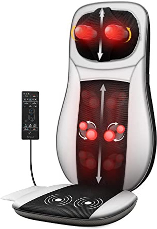 Snailax Neck and Back Massager with Heat, Shiatsu Back Massager for Back Pain, Kneading,Rolling Massage Seat Cushion,Full Body Massage Chair Pad,Seat Massager for Chair,Ideal Gifts