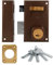 Amig - Cerradura de Sobreponer de Izquierda con Palanca de Cierre - Lengüeta y Tirador para Puertas de Madera - Mod. 75 67 x 112 mm - Cilindro Redondo de Seguridad - Acero - Marrón