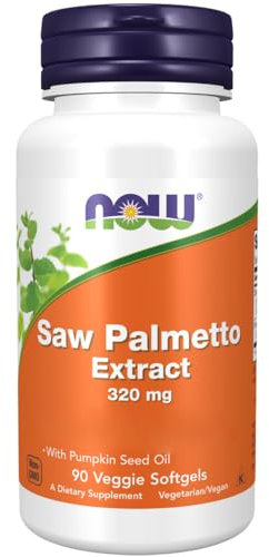 Now Foods, Saw Palmetto Extract (Extrait de Palmier Nain), 320mg, avec Huile de Pépins de Courge, 90 Capsules végétaliennes, Sans Soja, Sans Gluten, Sans OGM