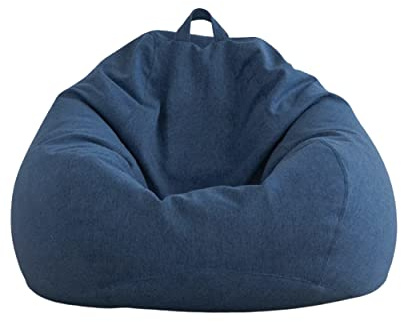 AD.CON Puf Interior con Relleno de Perlas EPS, Sillón Relajante, Cojín de Asiento, Cojín para el Piso, Bean Bag (Grande, Azul Marino)