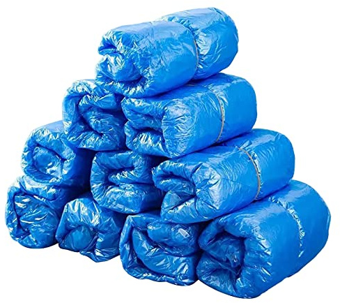 Lot de 200 surchaussures jetables, antidérapantes, épaisses et résistantes, pour chaussures d'intérieur, bottes de pluie, antidérapantes, double caoutchouc et jetables, bleu, Einheitsgröße