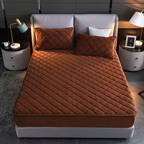 HAIBA bettlaken Cashmere spannbettlaken braun 200X200cm+30cm Steghöhe Boxspringbett Topper Flauschige Warme Boxspringbett Spannbetttuch