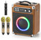 SEAAN Karaoke Maschine, Karaoke Anlage mit 2 UHF-Wireless- Mikrofonen， PA-System mit DJ Lights ， Ideal Lautsprecher Bluetooth Karaoke System für, Gesangsparty, Meetings